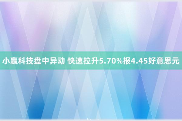 小赢科技盘中异动 快速拉升5.70%报4.45好意思元