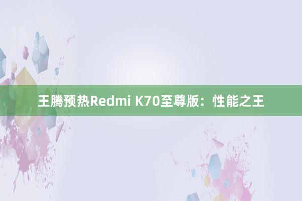 王腾预热Redmi K70至尊版：性能之王