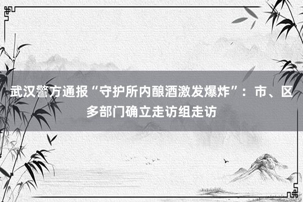 武汉警方通报“守护所内酿酒激发爆炸”：市、区多部门确立走访组走访