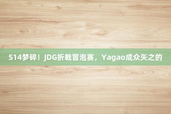 S14梦碎！JDG折戟冒泡赛，Yagao成众矢之的