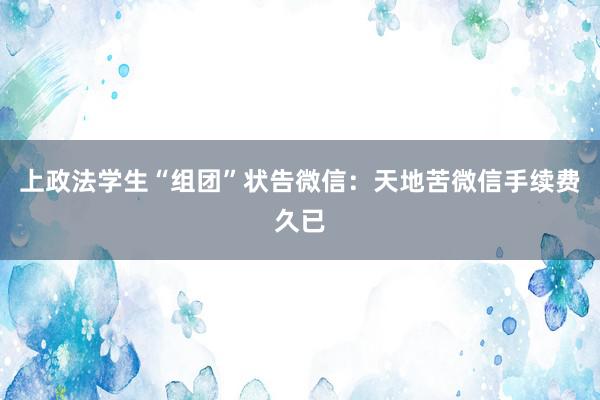 上政法学生“组团”状告微信：天地苦微信手续费久已