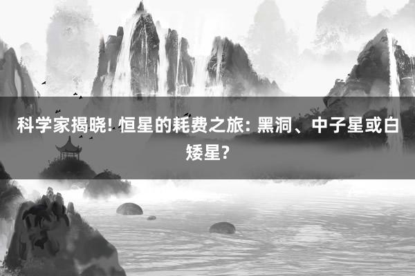 科学家揭晓! 恒星的耗费之旅: 黑洞、中子星或白矮星?