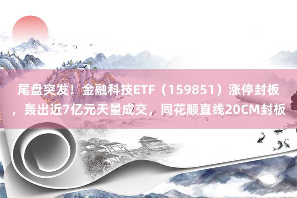 尾盘突发！金融科技ETF（159851）涨停封板，轰出近7亿元天量成交，同花顺直线20CM封板