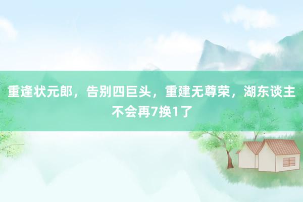 重逢状元郎，告别四巨头，重建无尊荣，湖东谈主不会再7换1了